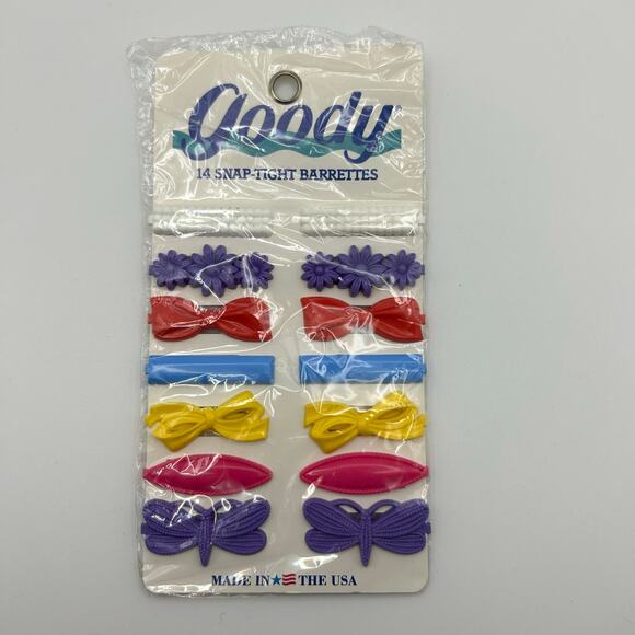 Vintage Goody Snap-Tight Barrettes 14 Count NIP Made in USA 80s Hair Clips - Picture 1 of 5